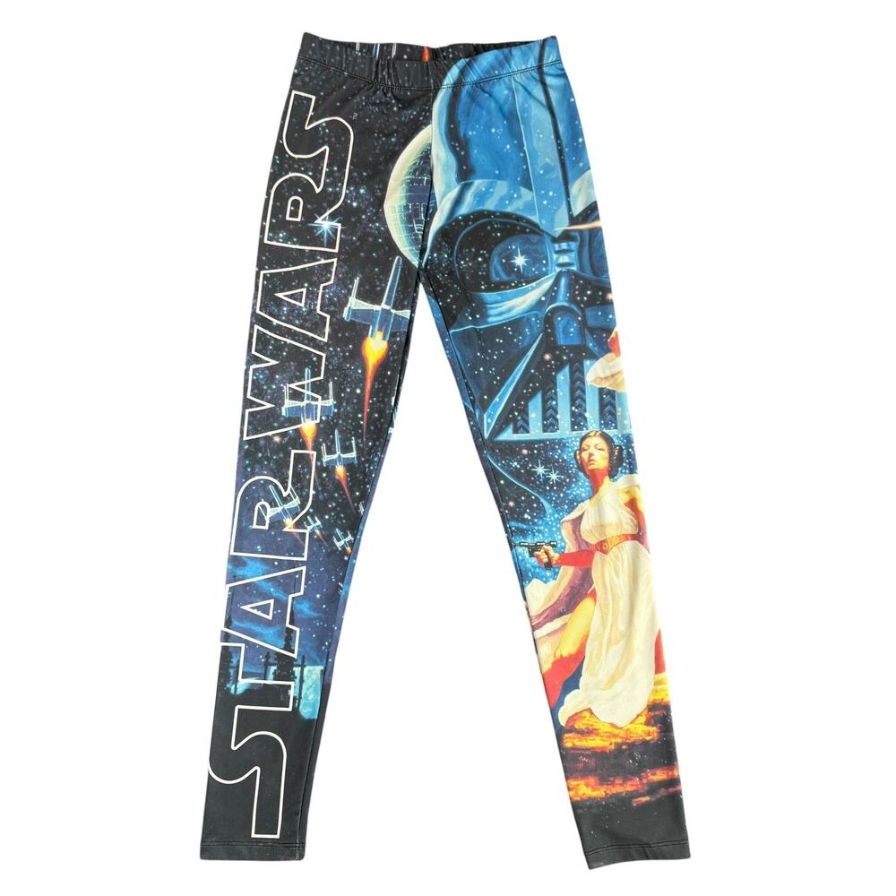 Mighty Fine Star Wars Womens Leggings Size Small Princess Leia Luke Vader Yoga